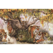 Tranh 3d ngũ hổ trong rừng sâu in kính
