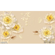 Tranh hoa hồng trắng nhụy vàng psd