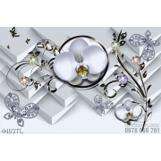 Tranh 3D décor hoa lan trắng 