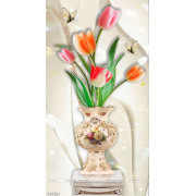 Tranh bình hoa tulip bên chú bướm xinh đẹp dán tường 