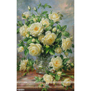 Tranh bình hoa decor những bông hoa hồng trắng muốt