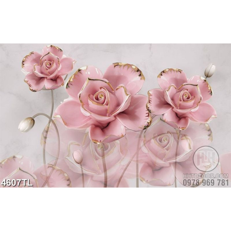 Tranh hoa hồng viền vàng 5D
