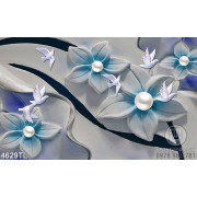 Tranh hoa lan xanh nhị ngọc trai 