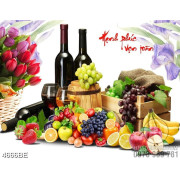 Tranh trái cây và rượu