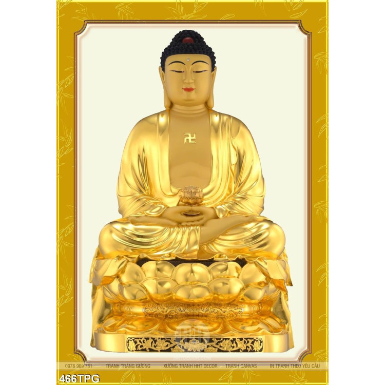 Tranh Tượng Phật tổ bằng vàng