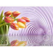 Tranh hoa tulip và vòng xoáy tím