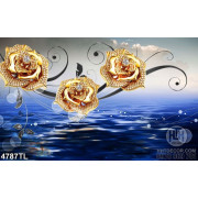 Tranh hoa hồng vàng nền xanh biển