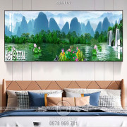 Tranh decor tường phong cảnh sông núi chất lượng cao