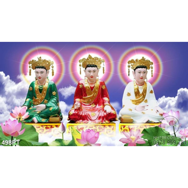 Tranh thờ chúa Sơn Trang và hoa sen 