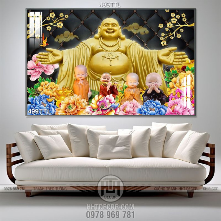 Tranh Phật Di Lặc ban phát phước lành in 3d 