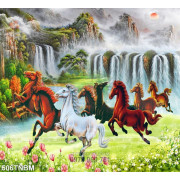 File psd tranh sơn thủy 8 chú ngựa