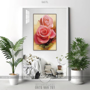 Tranh lụa 3D hoa hồng nghệ thuật treo tường