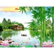 Tranh dán tường 3d cảnh thiên nhiên đẹp khổ ngang