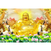 Tranh trang trí Phật Di Lặc tỏa ánh hòa quang
