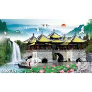 Tranh 3d phong cảnh chùa núi non Trung Quốc 