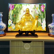 Tranh Phật Di Lặc trong rừng tre xanh in 3d 