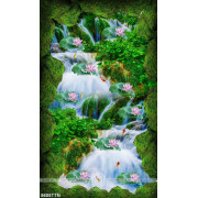 Tranh dán tường hoa sen trên thác nước file psd