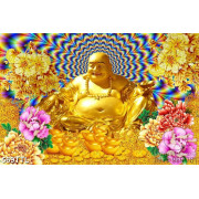 Tranh Phật Di Lặc đang tỏa ánh hòa quang in 3d