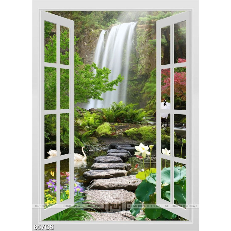 Tranh cửa sổ và thác nước hùng vĩ đẹp nhất 