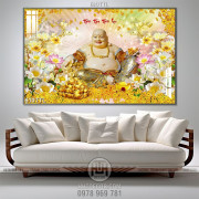 Tranh in canvas Phật Di Lặc tỏa ánh hòa quang