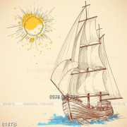 Tranh vẽ chiếc thuyền bên mặt trời đẹp nhất 