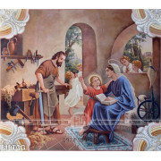 Tranh công giáo thánh Giu se và Mẹ Maria nuôi dưỡng Chúa hài nhi
