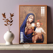 Tranh công giáo Mẹ Maria Chúa hài nhi và chén bánh thánh