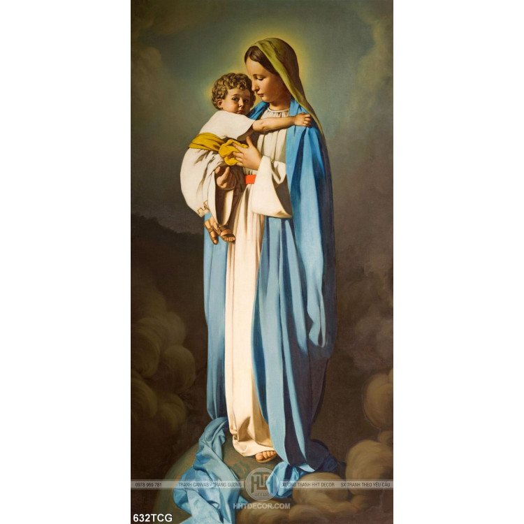 Tranh công giáo Chúa hài nhi và Mẹ Maria