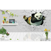 Tranh 3D gấu Panda kungfu 