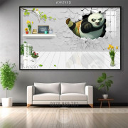 Tranh 3D gấu Panda kungfu 