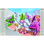 Tranh 3D ngựa trắng chở công chúa 