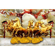 Tranh tượng Bát Mã bằng vàng trang trí