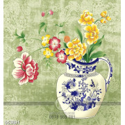 Tranh bình hoa decor những bông hoa nhí trong chiếc bình gốm