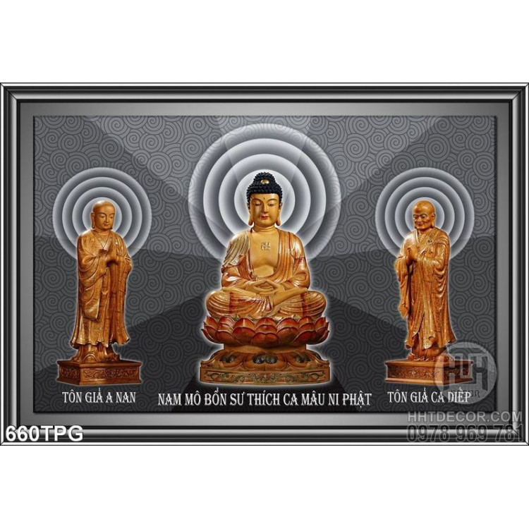 Tranh Phật Nam Mô Bổn Sư cùng Tôn giả