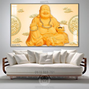 Tranh 3D giả ngọc Phật Di Lặc trang trí nội thất 