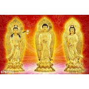 Tranh tượng Phật Tổ Và Quan Âm bằng vàng đẹp