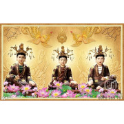 Tranh thờ Chúa Sơn Trang và hoa sen nghệ thuật 