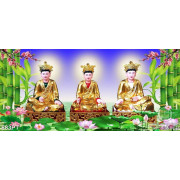 Tranh thờ Chúa Sơn Trang bên hoa sen in uv 