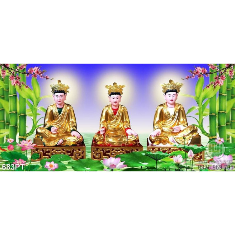 Tranh thờ Chúa Sơn Trang bên hoa sen in uv 