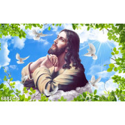 Tranh công giáo Chúa Giê su cầu nguyện cùng bồ câu trắng