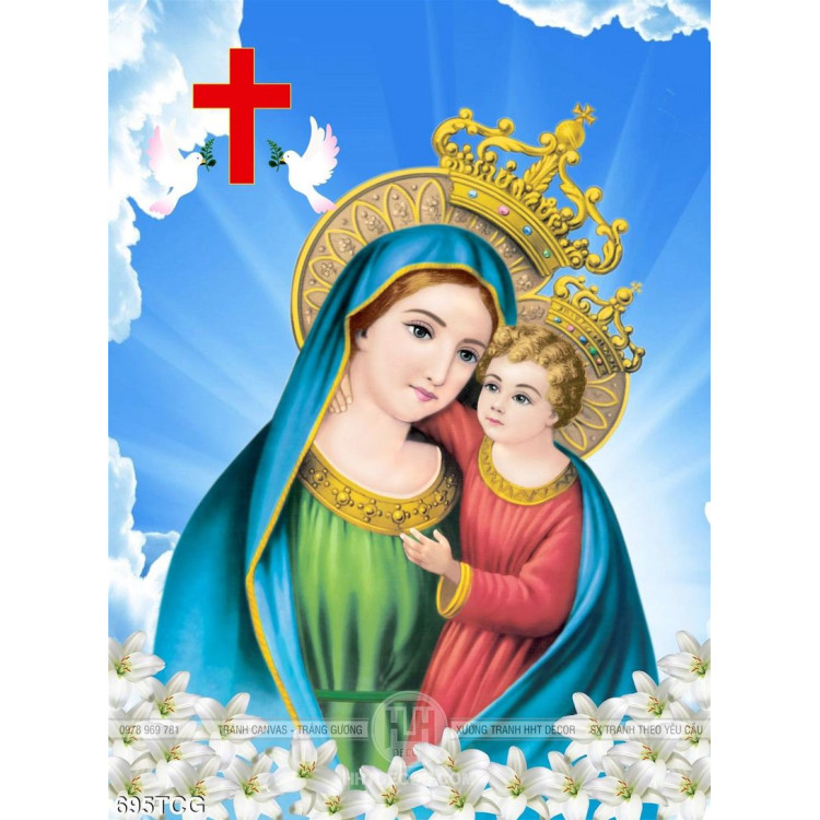 Tranh công giáo nữ vương Maria đẹp