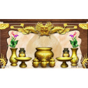 Tranh rồng và hoa trang trí bàng thờ tổ tiên