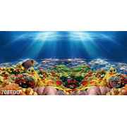 Tranh quần thể san hô và đàn cá dươi đáy đại dương file gốc