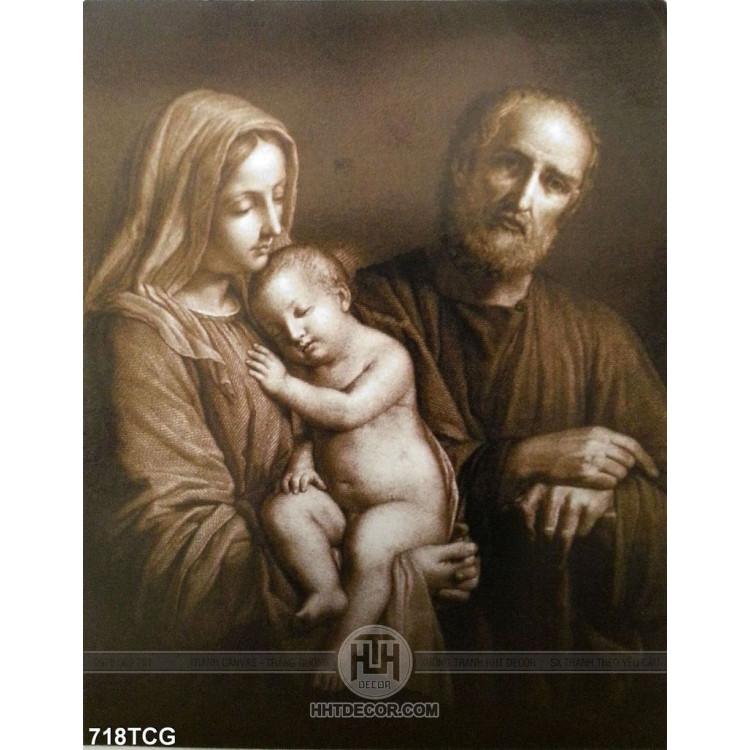 Tranh cổ gia đình Thánh Giu se và Mẹ Maria