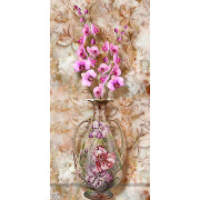 Tranh bình hoa in canvas nhành hoa phong lan tím trong bình