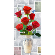 Tranh bình hoa nghệ thuật những bông hoa hồng đỏ rực rỡ