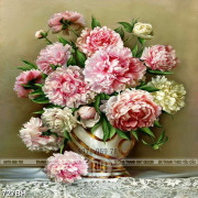 Tranh bình hoa psd những bông hoa mẫu đơn khoe sắc hồng