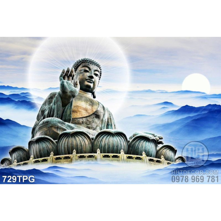 Tranh tượng Phật trên đài sen