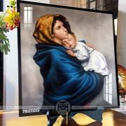 Tranh công giáo Mẹ Maria và Chúa hài nhi wall in gạch đẹp