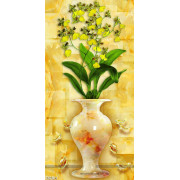 Tranh bình hoa nghệ thuật bông hoa vàng trên tường giả ngọc